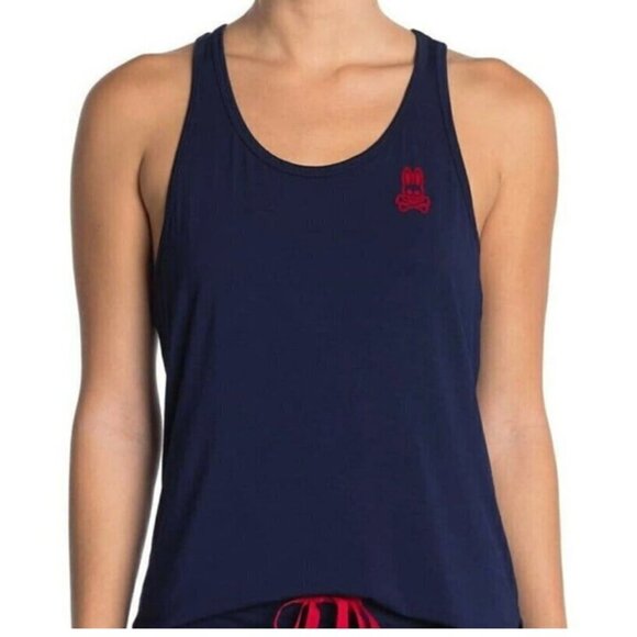 Psycho Bunny Navy Blue Logo Racer Back Tank Top S - Picture 1 of 6